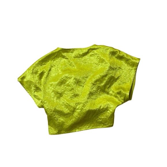 House of Harlow 1960 Green Vera Satin Retro Short Sleeve Blouse M - Picture 2 of 7